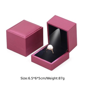 High-end Square PU Leather Jewelry Box with <b>LED</b> <b>Lights</b> for Rings Necklaces Earrings Display in Stock - Product Image 6
