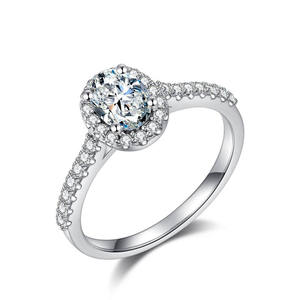 Luxury 1-carat VVS card moss diamond <b>925</b> sterling <b>silver</b> oval women's wedding <b>ring</b> - Product Image 1