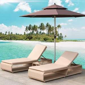 أثاث حمام سباحة للفنادق ، أثاث من الخوص البلاستيكي للاسترخاء مع وسادة ، كرسي صالة الشاطئ ، الروطان ، حديقة خارجية حديثة - Product Image 1