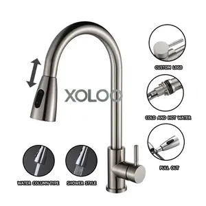 Kitchen Faucet Stainless Steel Handle Pull Out Sprayer Sink Modern Kitchen Faucet For Sink
