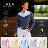 Camiseta de equitación para mujer, transpirable, con cremallera de un cuarto, capa base UPF 40+, elástica, top ecuestre