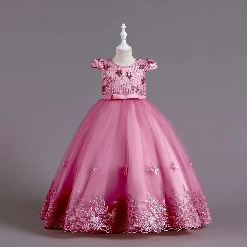 Son çocuk rop modeli küçük prenses çiçek çocuk kız sigara doğum günü partisi elbiseleri AC041