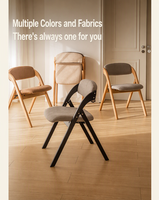 Chaises pliantes HOMEFUN en bois massif de style scandinave avec coussin rembourré, design pliable, lot de 4, meubles pour la maison