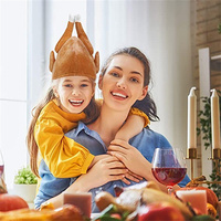 Gorro de Pavo de Acción de Gracias, Gorro de Muslo de Pollo, Divertido Gorro de Peluche de Pollo Asado para Adultos y Niños