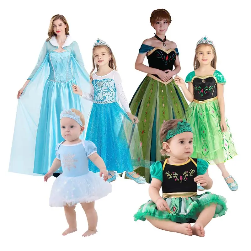 2022 New Little Girls Princess Dress UP Snow Costumes Elsa Princess Dress For Adult Kid Baby HCGD-001