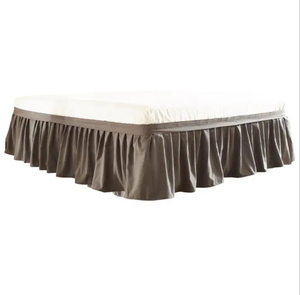 Jupe de lit classique unie en polyester lavable, avec volant anti-poussière, pour la décoration de chambre à coucher, design plissé élégant - Product Image 1