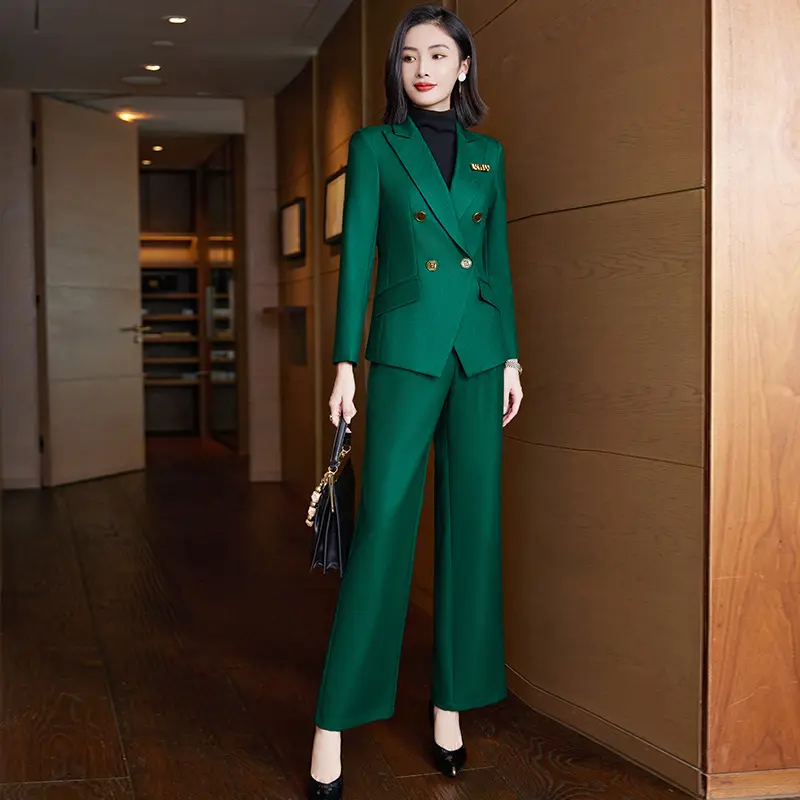 D & M personalizado Nuevas llegadas Señoras Elegantes trajes de color sólido Conjunto para mujeres Blazer y pantalones Conjunto Trajes de negocios para mujeres