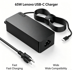 Adaptateur d'alimentation USB-C 65W avec <span class=keywords><strong>chargeur</strong></span> QC3.0 5V/3A pour ordinateur portable <span class=keywords><strong>Lenovo</strong></span>/HP/Apple/Asus/Acer, prise US/EU/AU, certifié CE/FCC/BIS - Product Image 1