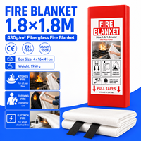 Couverture anti-feu en fibre de verre OEM ODM 1,8*1,8m avec étui rigide en PVC, étiquettes personnalisées, instructions et emballage de vente au détail en carton
