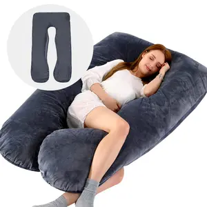 Tampa de veludo removível, suporte para dormir em forma de u para gravidez em todo o corpo, travesseiros para mulheres grávidas