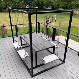 Set da Giardino con Sedia a Dondolo per 8 Persone con Tavolo, Sedia da Pranzo per Patio Impermeabile per Interni ed Esterni - Product Image 3