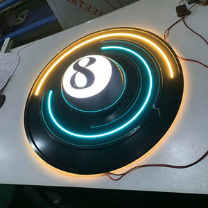 Enseigne lumineuse LED avec détecteur de mouvement, allumage/extinction automatique, économie d'énergie, logo personnalisé en acrylique, fixation murale pour salle de billard - Product Image 1