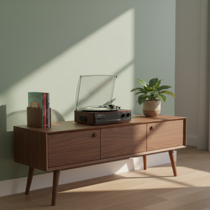 Tourne-disque de bureau, phonographe avec haut-parleur intégré, tourne-disque en bois rétro <span class=keywords><strong>pour</strong></span> la maison, multifonction, garantie 1 an - Product Image 4