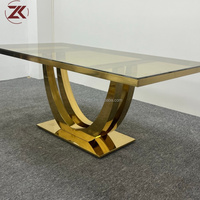 ZKAI Table de mariage moderne et glamour pour les mariés, miroir doré en acier inoxydable, table géométrique pentagonale pour événements de mariage