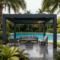 Pergola motorisée rétractable de qualité supérieure 4x4m en aluminium thermolaqué, imperméable, résistante à la neige, écologique et anti-pourriture