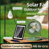 Lanterne LED rechargeable sur batterie 4000 mAh avec double ventilateur et alimentation solaire, design compact pour la pêche et le camping, alimentation en chaîne