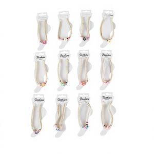 Chaîne de cheville TOBILLERA pour femme en polyester doux tissé, imitation perle, motif fleur d'œuf, avec cordon de serrage et pierre en céramique, cadeau idéal - Product Image 1