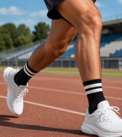 Chaussettes de sport en tissu éponge de qualité pour hommes, mi-cushion, douces, épaisses, avec logo brodé, respirantes, motif décontracté, pour la course à pied