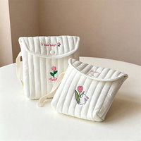 Sac de rangement portable mignon et moderne en tissu de coton pour serviettes hygiéniques, serviettes menstruelles et rouges à lèvres