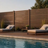 Clôture de piscine en aluminium bronze à lattes horizontales pour terrasse en bois, protection UV, antirouille, installation facile, sans entretien