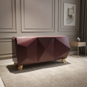 ตู้ไซด์บอร์ดทรงเหลี่ยมทันสมัยเคลือบเงาสูง สำหรับห้องรับประทานอาหารส่วนตัวของร้านอาหารมิชลิน และตกแต่งทางเข้าวิลล่าสไตล์อาร์ตเดโค - Product Image 1