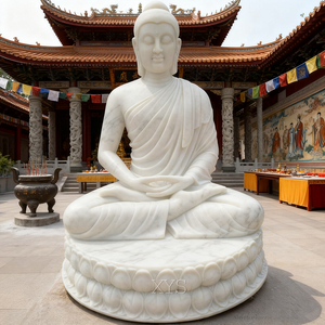 Statue de bouddha en marbre grandeur nature de jardin extérieur de conception traditionnelle <span class=keywords><strong>Statuette</strong></span> ornée - Product Image 4