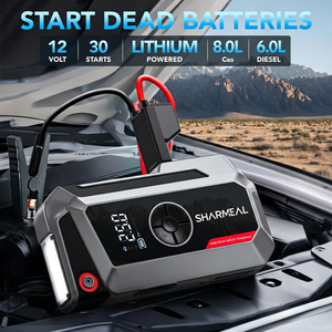 SHARMEAL Produttore OEM&ODM <span class=keywords><strong>Avviatore</strong></span> di Emergenza 4-IN-1 con Batteria da 6000mAh, Power Bank 12V Portatile per Auto con Pompa d'Aria - Product Image 2