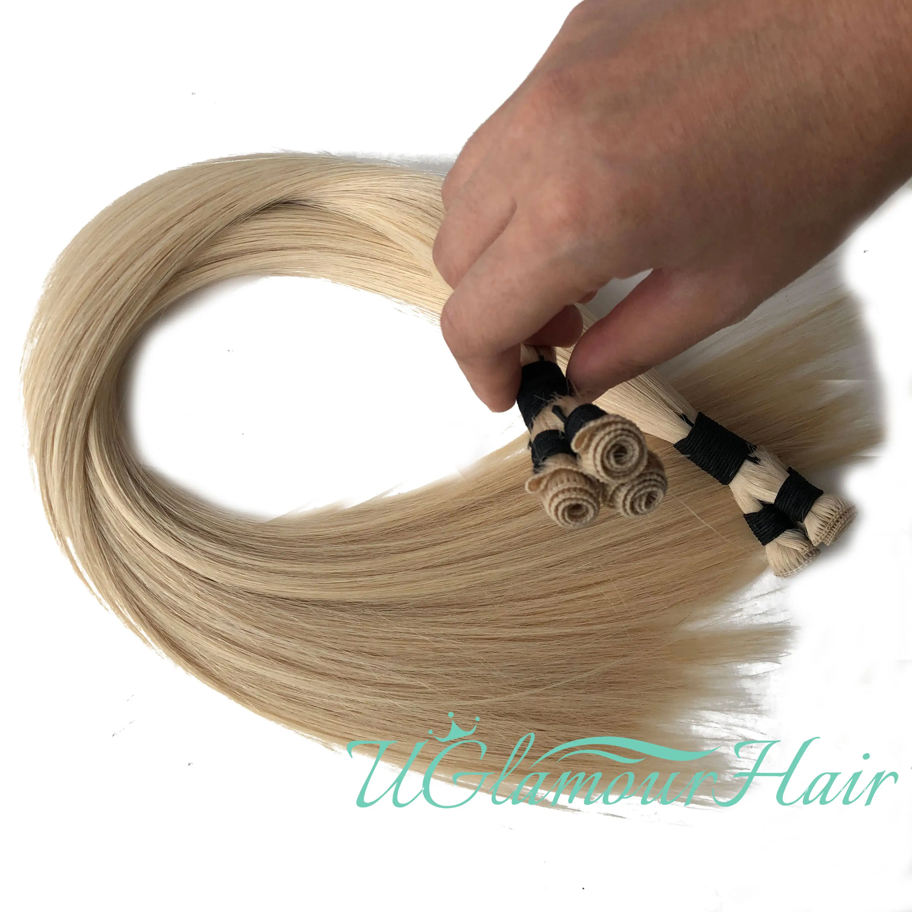Large stock promotion machine sewing new style long lasting hand tied weft hair