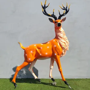 Jingujin Genuine Fiberglass Elk Sculpture Highly Decorative Fiberglass Sculptures For Garden Decoration