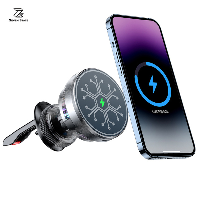 Magnetic Wireless Car Charger,360 Rotating Car Phone Holder,With Ice Cooling Charging Car Mount