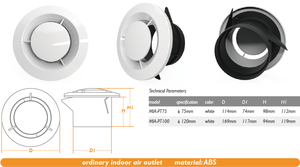 Cubiertas de ventilación de aire HVAC central para casa 80/100/125/150/200mm Tamaños de ventilación Solución de diseño gráfico capaz - Product Image 6