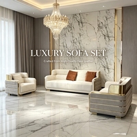 Juego de Sofás Modernos Minimalistas de Forma Lineal con Detalles Metálicos Dorados, Tela Suave, Muebles Duraderos y Ecológicos para Sala de Estar