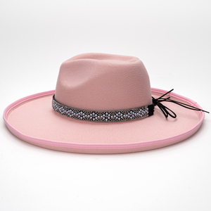 Chapeau Fedora à <span class=keywords><strong>large</strong></span> bord en <span class=keywords><strong>feutre</strong></span> de laine pour adultes uni ivoire rose végétalien <span class=keywords><strong>feutre</strong></span> <span class=keywords><strong>crayon</strong></span> rouleau bord fêtes pêche affaires décontracté - Product Image 4