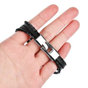 Braccialetto in pelle da <span class=keywords><strong>uomo</strong></span> <span class=keywords><strong>di</strong></span> lusso in acciaio inox argento oro nero placcato fibbia tu sei il mio braccialetto da <span class=keywords><strong>uomo</strong></span> amante del sole per gli uomini - Product Image 6