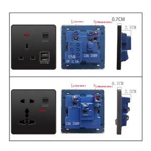 Interruttori Elettrici da Parete Neri per Casa 240V, Presa a Muro USB-C da 18W, Dimmer a 1 Posto con Regolatore di Velocità e Presa Cavo Cat 6 UK per Computer - Product Image 4