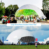 Dôme de glamping de luxe pour 6 personnes, structure en aluminium moderne + polycarbonate, avec rideaux de salle de bain