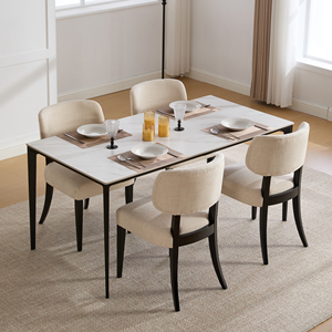 Ensemble de 2 chaises de salle à manger en bois, chaises de cuisine modernes rembourrées en tissu - Product Image 1