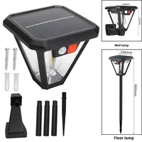 Nouveau capteur de mouvement étanche IP65 solaire transfrontalier LED éclairage de lumière de jardin monocristallin à batterie au lithium murale