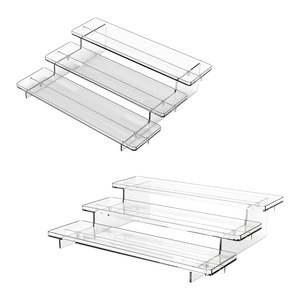 Three Tier Desktop Cosmetic <b>Storage</b> Rack Transparent Tiers Detachable Standing Type For Desk Personal Care Products - Product Image 3