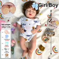 Poupée réaliste en silicone reborn Chubby Solid avec fonction de boisson et d'humidification, toucher comme une vraie peau, 20 pouces, modèle Sleppy Muneca avec cheveux, pour la thérapie de la démence