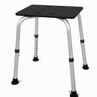 Tabouret de douche réglable en hauteur, cadre en aluminium, pieds en caoutchouc antidérapants, siège de bain pour la salle de bain à domicile