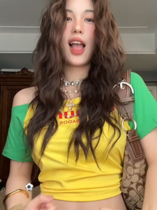 <span class=keywords><strong>Blusas</strong></span> <span class=keywords><strong>de</strong></span> verano Jersey brasileño personalizado Fitness Crop Top manga corta señoras Color Patchwork bordado camiseta - Product Image 6