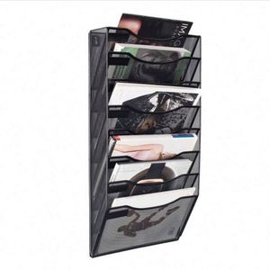 Office 8 Sections Hanging <b>Files</b> Wall Mounted Metal Mesh <b>File</b> Document Organizer Magazine Holder Rack Organizer Racks - Product Image 1