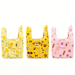 पर्यावरण के अनुकूल पशु प्रिंट रस्सी तह शॉपिंग बैग पुनः प्रयोज्य पॉलिएस्टर टोटे बैग कस्टम पोर्टेबल फोल्डेबल किराने की खरीदारी बैग - Product Image 2