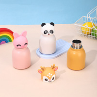 Botol minum anak-anak berinsulasi dengan desain kepala hewan kartun lucu, tutup berbentuk gajah, desain kepala rusa yang imut, cocok untuk di meja sekolah dan bepergian.