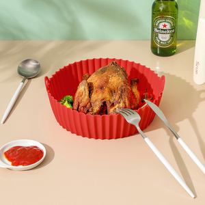 Molde Redondo Reutilizable de <span class=keywords><strong>Silicona</strong></span> para Freidora de Aire, Bandeja de <span class=keywords><strong>Silicona</strong></span> de Grado Alimenticio para Hornear, Molde para Pastel Antiadherente, Revestimiento Resistente al Calor, Tapete de Cocina - Product Image 1
