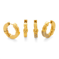 MYNECK PROMOTION BOUTIQUES DE BIJOUX TENDANCE Boucles d'oreilles créoles demi-lune en acier inoxydable plaqué or 18 carats, anti-ternissement, nouveau style Cottagecore OOTD