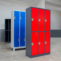 Casier de vestiaire métallique en acier à 6 portes pour personnel et étudiants d'école, idéal pour appartement et chambre