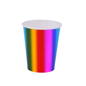 250ML Gold Plated Rainbow <b>Disposable</b> Paper Cup Wholesale Custom Party <b>Tableware</b> Paper Cup - Product Image 4