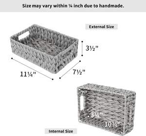Cestino di <span class=keywords><strong>vimini</strong></span> <span class=keywords><strong>in</strong></span> canna impermeabile cesto portaoggetti con manico <span class=keywords><strong>in</strong></span> <span class=keywords><strong>vimini</strong></span> non profumato contenitore decorativo 2 pezzi - Product Image 5